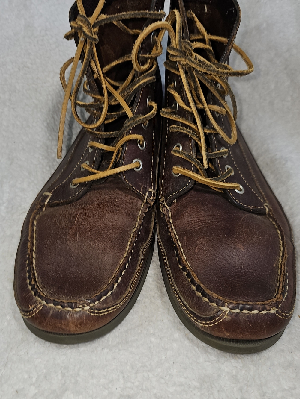 L.L. Bean Handsewn Moccasins, Ranger Moc Signature Leather Boots Men's 12 D. - Picture 8 of 16